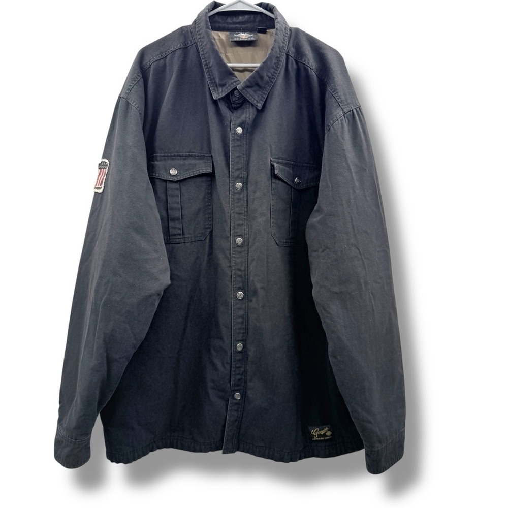Harley-Davidson Black Denim Jacket Men's Size 3XL‎ Tall Insulated Embroidered